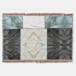 Snyggt Guld svartvit Marble mönster Filt