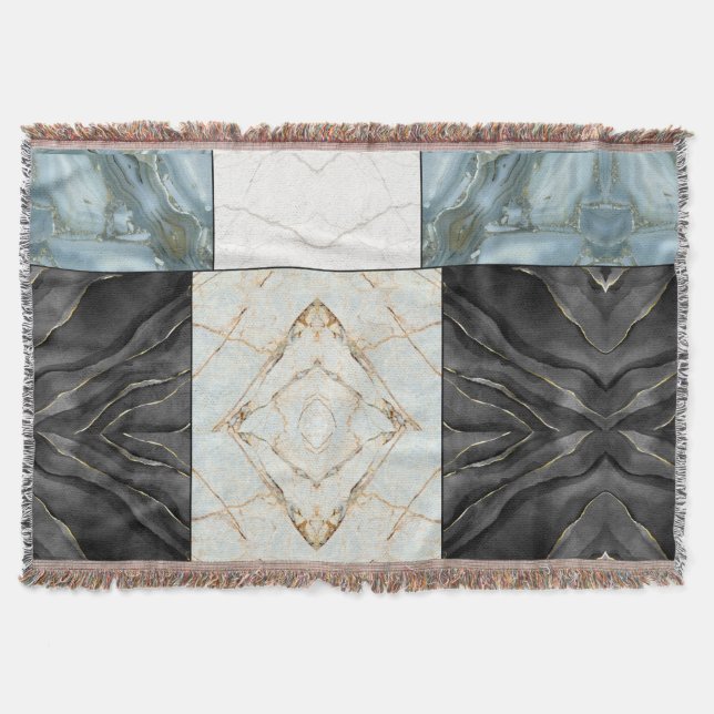 Snyggt Guld svartvit Marble mönster Filt (Framsidan)