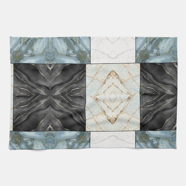 Snyggt Guld svartvit Marble mönster Kökshandduk (Horisontell)