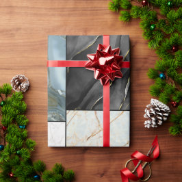 Snyggt Guld svartvit Marble mönster Presentpapper