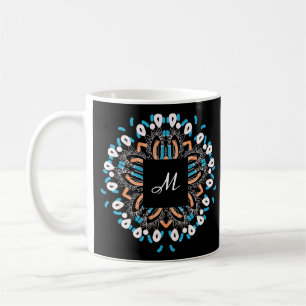 Snyggt Guld Torquise Mandala Monogram Kaffemugg