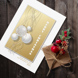 Snyggt Guld White Baubles jul Julkort