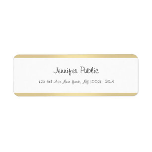 Snyggt Guld White Handwrite Modern Minimalist Returadress Etikett