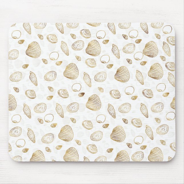 Snyggt Guld White Seashells Mönster Musmatta (Framsidan)