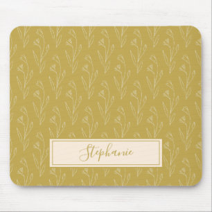 Snyggt Gult Blommigt Teckning Personlig   Musmatta