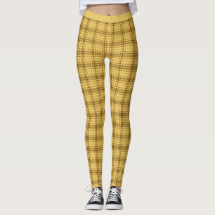 Snyggt Gult Brown Scottish Tartan Play Yoga Leggings