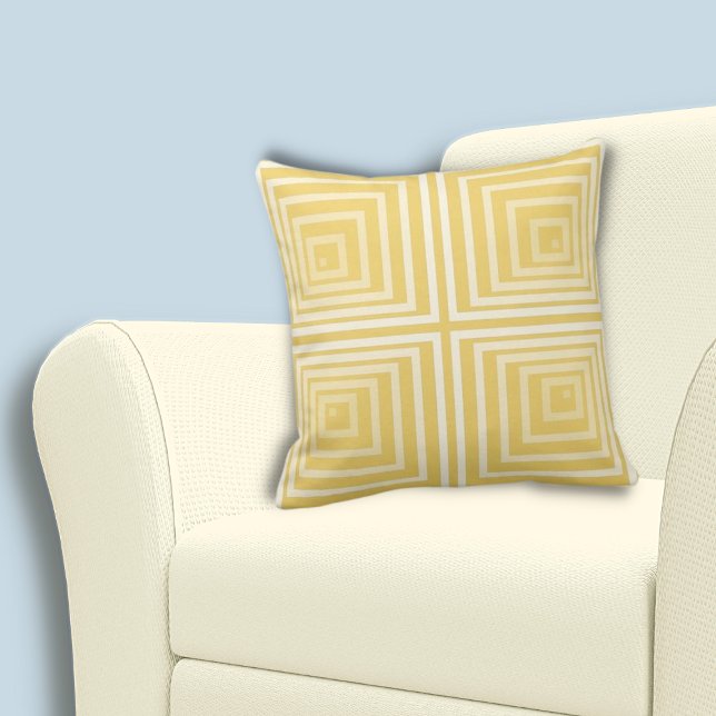 Snyggt Gult i hörn, normal fyrkant Mönster Kudde (Stylish Cornered Yellow Regular Square Pattern Throw Pillow)