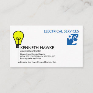 Snyggt Gult Light Bulb Switch Electrician Visitkort