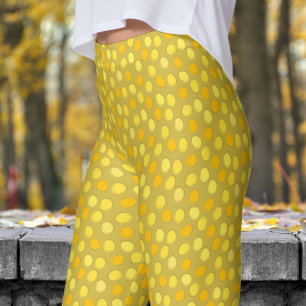 Snyggt Gult och Guld Polka Dot Mönster Leggings
