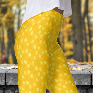 Snyggt Gult och Mikado Polka Dot Mönster Leggings