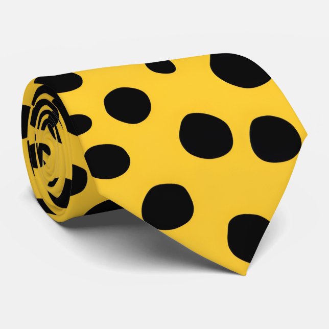 Snyggt Gult och svart polka Dot Modern Neck Tie Slips (Rullad)