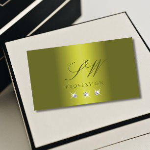 Snyggt Gult Silver Sparkling Diamonds Monogram Visitkort