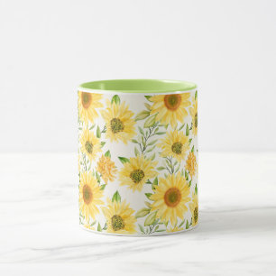 Snyggt gult solblommor mönster mugg