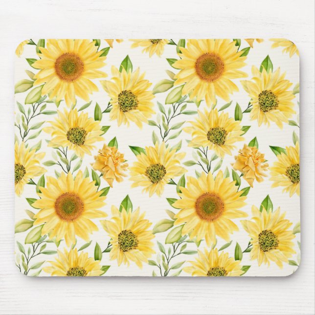 Snyggt gult solblommor mönster musmatta (Framsidan)