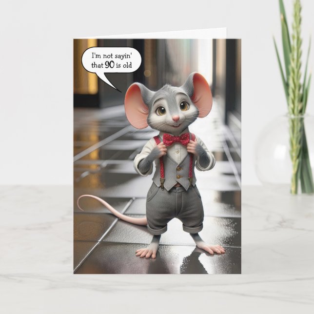 Snyggt Guy Mouse för 90:e födelsedag Kort (Framsida)