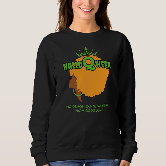Snyggt HALLOQWEEN Afro Queen Halloween Sweatshirt T Shirt (Framsida)