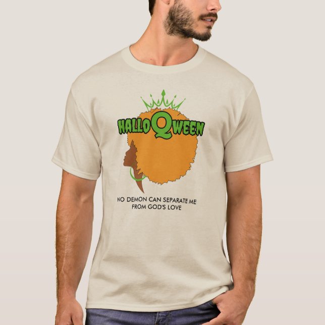 Snyggt HALLOQWEEN Afro Queen Halloween T Shirt (Framsida)