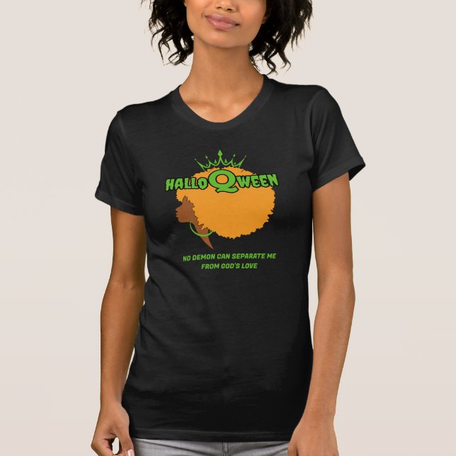 Snyggt HALLOQWEEN Afro Queen Halloween T Shirt (Framsida)