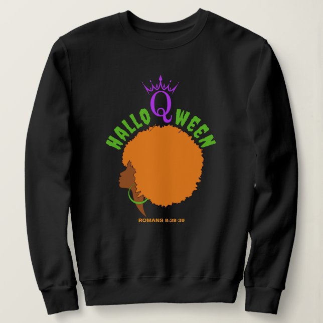Snyggt HALLOQWEEN Afro Queen Halloween T Shirt (Design framsida)