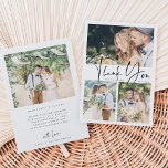 Snyggt Hand Lettered Bröllop 4 Photo Tack Kort<br><div class="desc">Tack för ett enkelt och snyggt-bröllop-kort med ytterligare foto- och anpassningsbar på baksidan. Du kan använda det här kortet för en bröllop,  studenten,  förlovning,  årsdag eller speciell händelse. Om du vill ha en mer avancerad anpassning av den här designen klickar du på BLUE DESIGN VERKTYG ovan!</div>