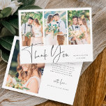 Snyggt Hand Lettered Bröllop 4 Photo Tack Kort<br><div class="desc">Tack för ett enkelt och snyggt-bröllop-kort med ytterligare foto- och anpassningsbar på baksidan. Du kan använda det här kortet för en bröllop,  studenten,  förlovning,  årsdag eller speciell händelse. Om du vill ha en mer avancerad anpassning av den här designen klickar du på BLUE DESIGN VERKTYG ovan!</div>