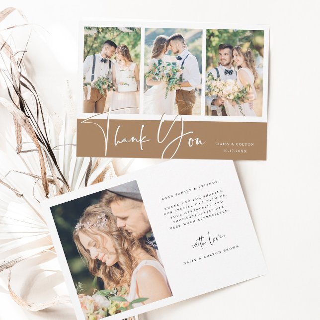 Snyggt Hand Lettered Bröllop 4 Photo Tack Kort (Skapare uppladdad)