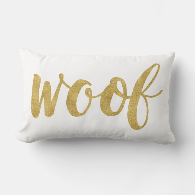 Snyggt Hand Lettered Woof Hund Decorative Lumbarkudde (Framsida)