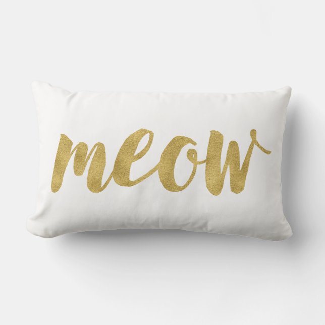 Snyggt Hand: Meow Kattunge dekorativ Lumbarkudde (Framsida)