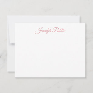 Snyggt Hand Script Namn Rosa-textmall - platt Anteckningskort