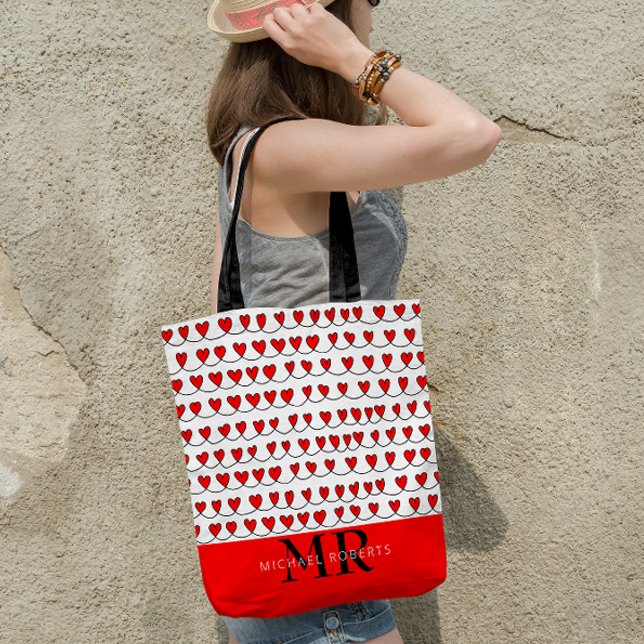 Snyggt handdragen Hearts Mönster Personlig Tygkasse (Skapare uppladdad)
