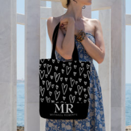 Snyggt handdragen Hearts Mönster Personlig Tygkasse