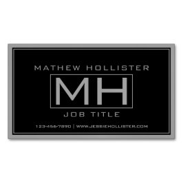 Snyggt Handsome Grått & Black Professionell Magnetiska Visitkort