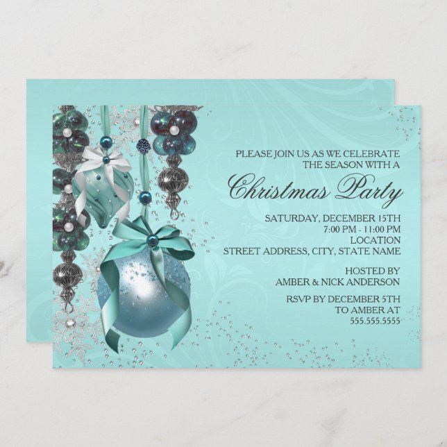 Snyggt Hängande prydnadsföremål Jul Party Inbjudan (Fram/baksida)