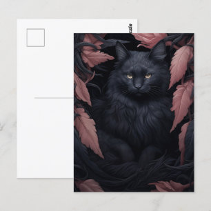 Snyggt Hårig Black Cat Vykort