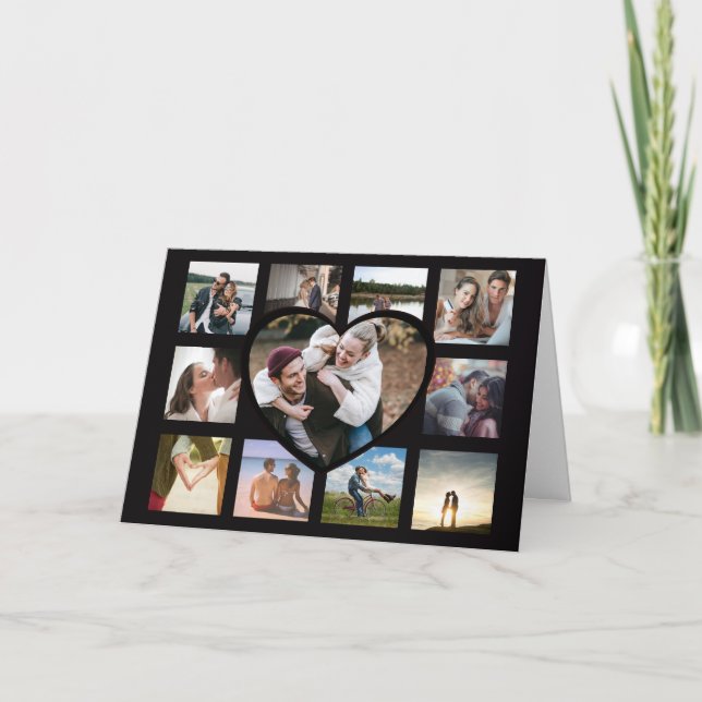 Snyggt Heart Photo Collage Valentiness Helgkort (Framsida)