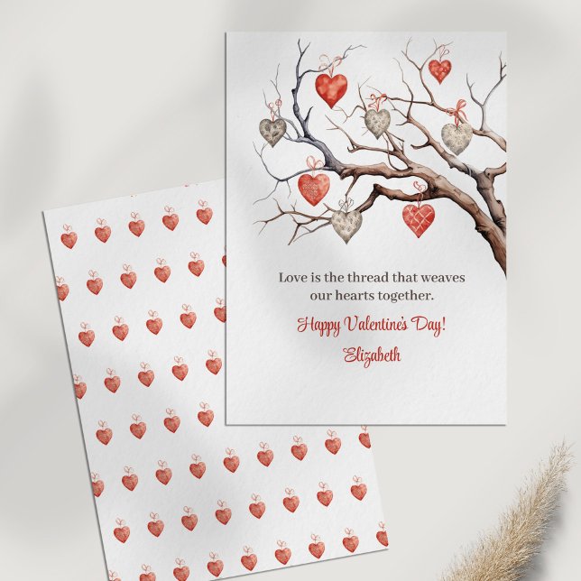 Snyggt Hearts Alla hjärtans dagskort Tack Kort (Lovely Hearts Valentine's Day Card on a white table.)