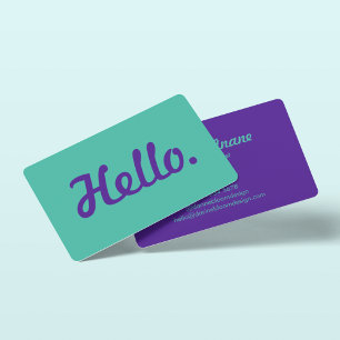 Snyggt Hej Hi Avslappnad Typography Lila Trendig Visitkort