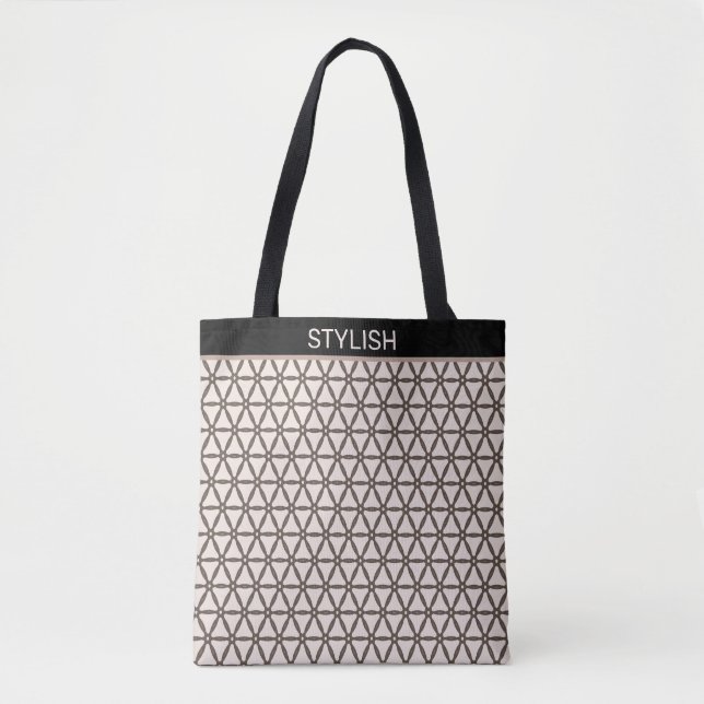 Snyggt helig geometri mönster på beige och brun tygkasse (Framsida)