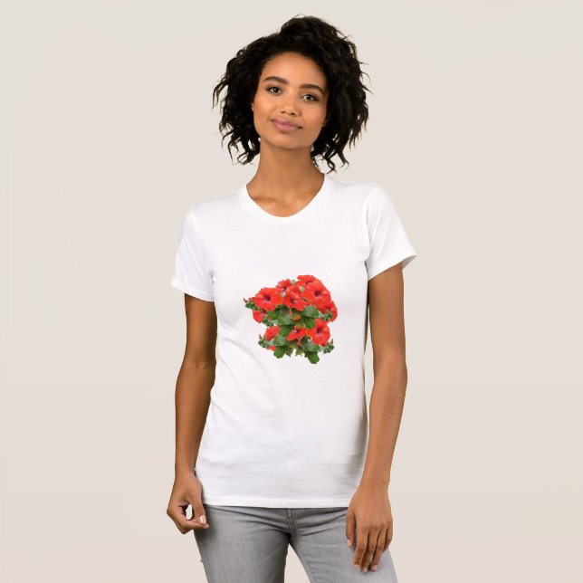 Snyggt Hibiscus Blooms Blommigt Greenery Garden Ro T Shirt (Hel framsida)