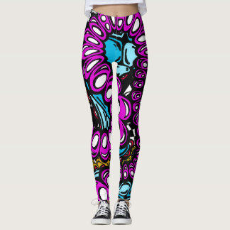 Snyggt High Mode Lila Blue Abstract Design Leggings