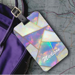 Snyggt holografisk agate geometric bagagebricka