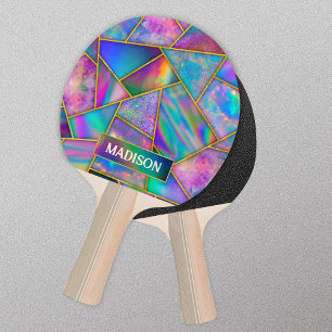 Snyggt holografisk chic faux guld pingisracket