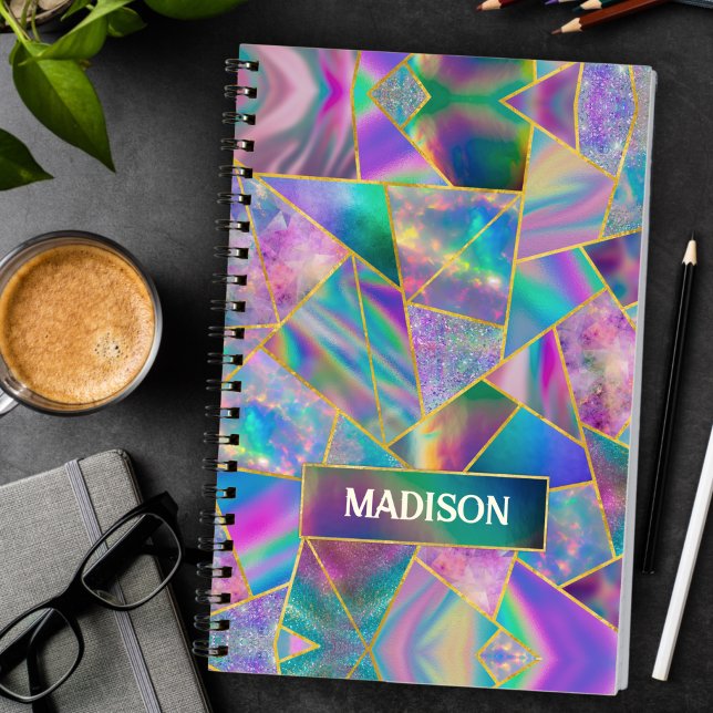 Snyggt holografisk chic faux guld sketchbook anteckningsbok (Skapare uppladdad)