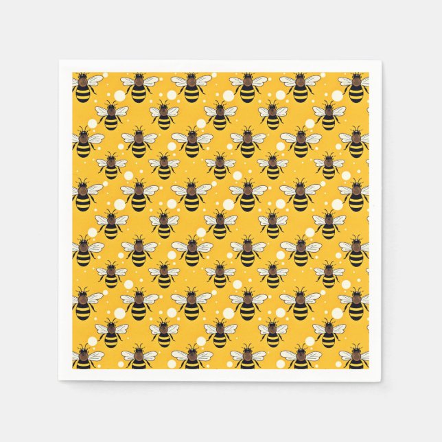 Snyggt Honeybees Mönster Gult Pappersservett (Framsidan)