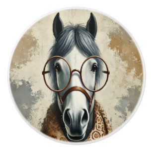 Snyggt Horse with Glass - Lättare Vintage Art Knopp