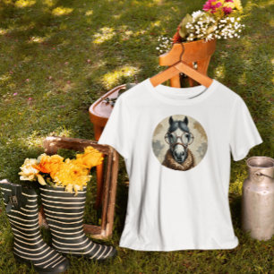 Snyggt Horse with Glass - Lättare Vintage Art T Shirt
