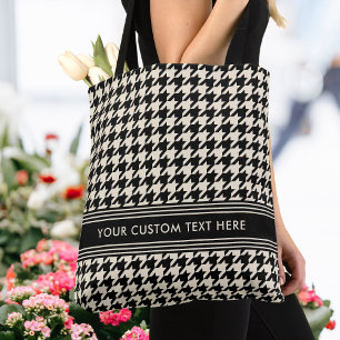 Snyggt Houndstooth Personlig Black Off White Tygkasse