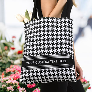 Snyggt Houndstooth Personlig Black White Tygkasse