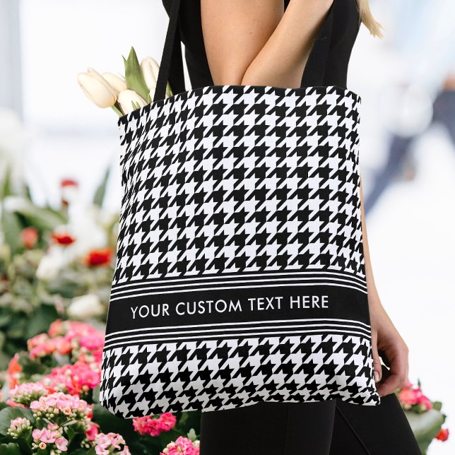 Snyggt Houndstooth Personlig Black White Tygkasse (Skapare uppladdad)