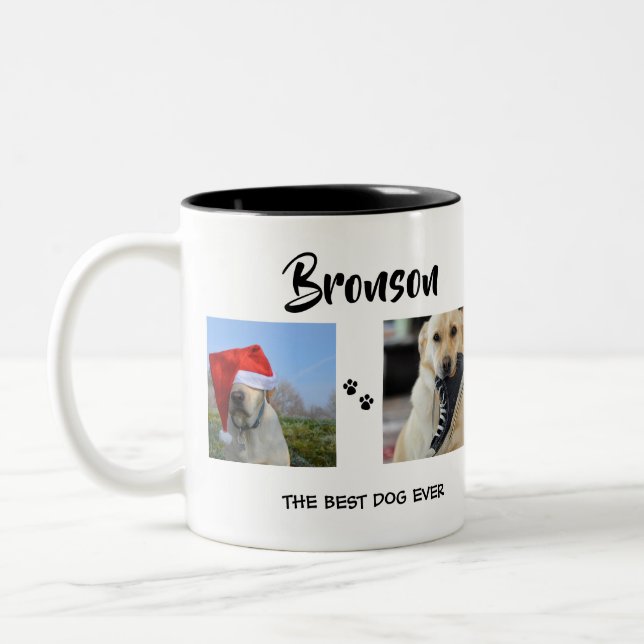 Snyggt | HUND | 4 Fotokollage Två-Tonad Mugg (Vänster)